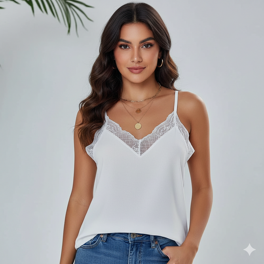 Mouwloze dames top wit – vooraanzicht – Brunelle