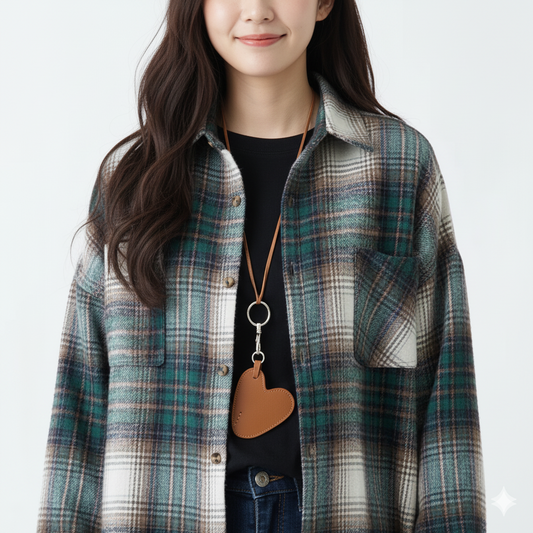 Close-up wolblend stof ruitblouse dames - groen/wit geruit – Brunelle