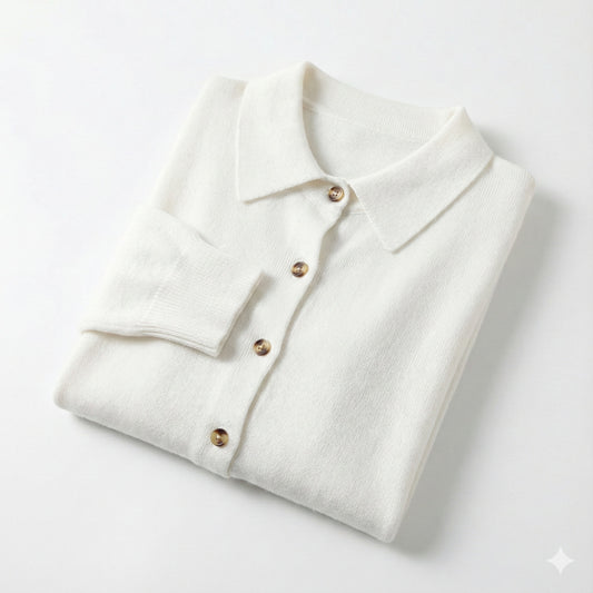 Eva – Warme Gebreide Trui met Polo Kraag