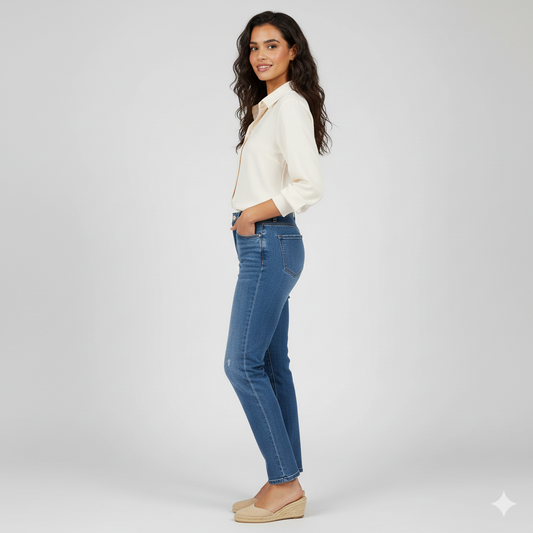 Dames chiffon blouse lange mouw wit – zijaanzicht links – Brunelle