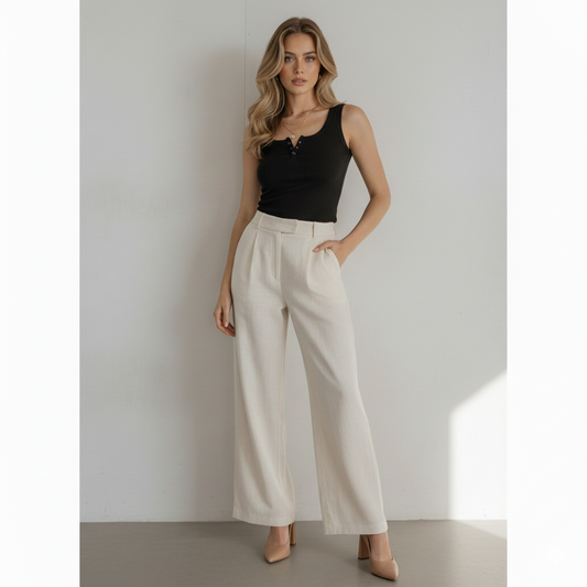 Dames rib top met knoopsluiting zwart – vooraanzicht – Brunelle