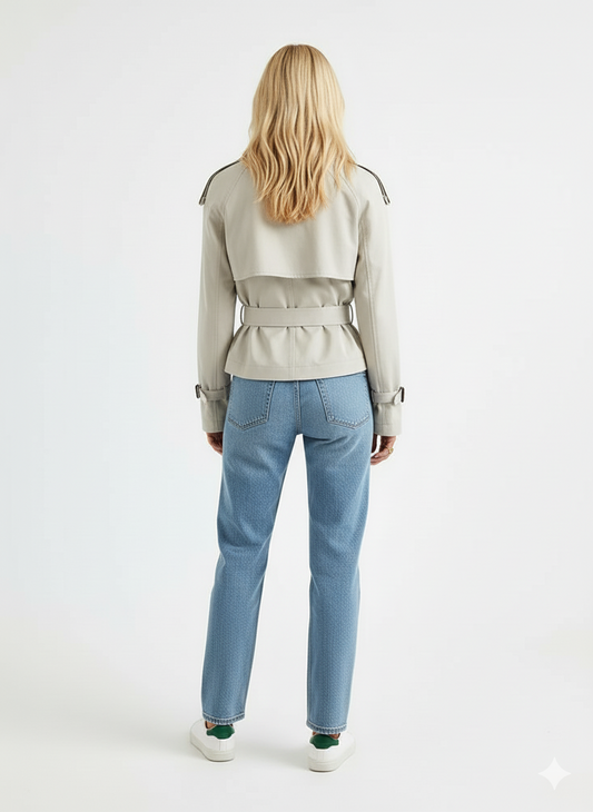 Short jacket dames – opstaande kraag achteraanzicht – Brunelle