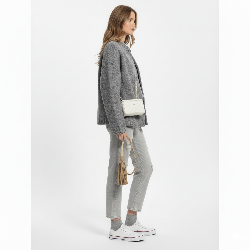 Zijaanzicht cropped blazer wolblend dames – stijlvolle pasvorm – Brunelle