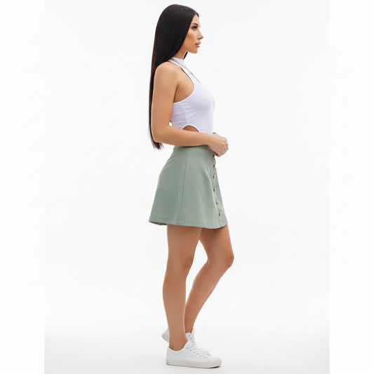 Zijaanzicht halter jumpsuit wit – elegante look