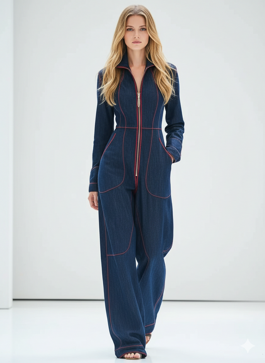 Vooraanzicht mouwloze dames jumpsuit – hoge taille – Brunelle