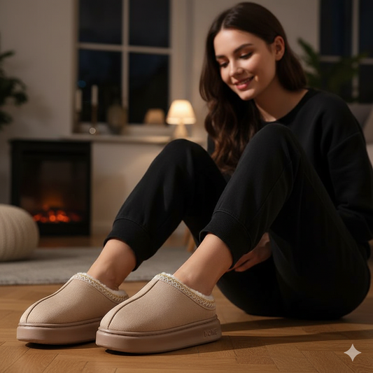 Sanne – Warme Etnische Pantoffels met Kant