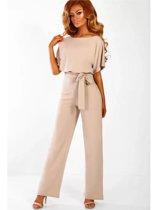 Vooraanzicht dames jumpsuit beige – Brunelle